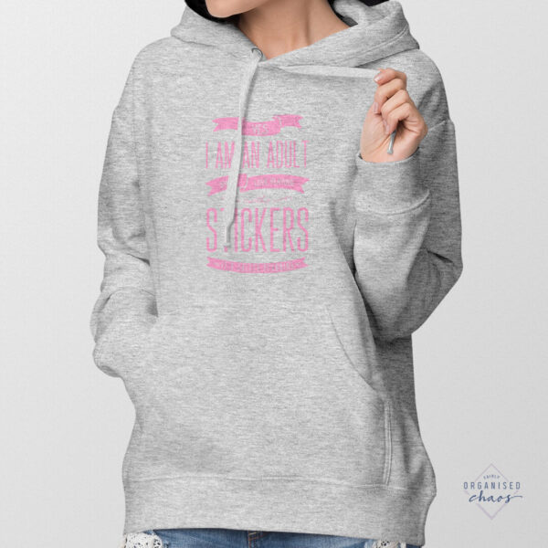 love stickers hoodie model grey pink