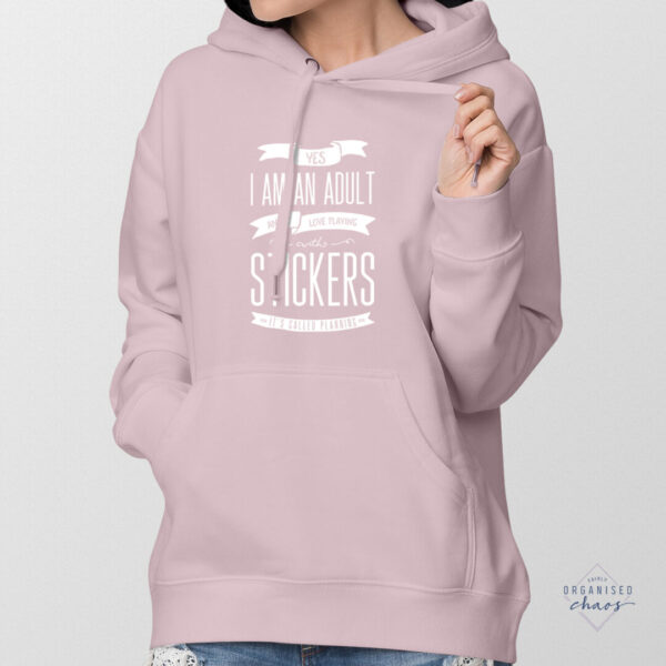 love stickers hoodie model pink white