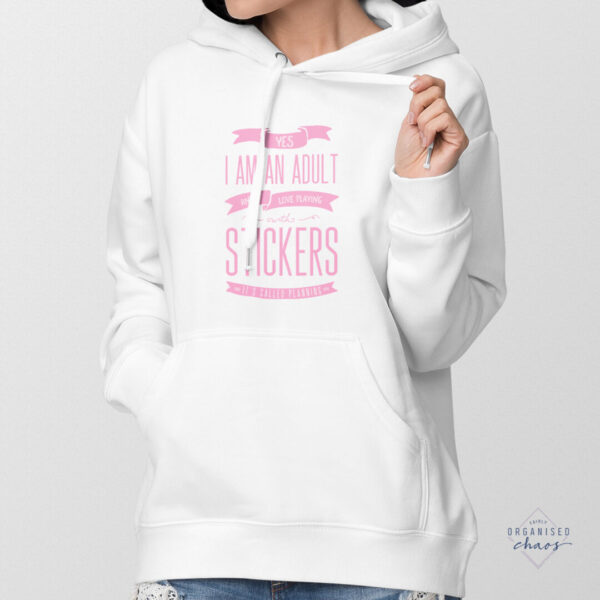 love stickers hoodie model white pink