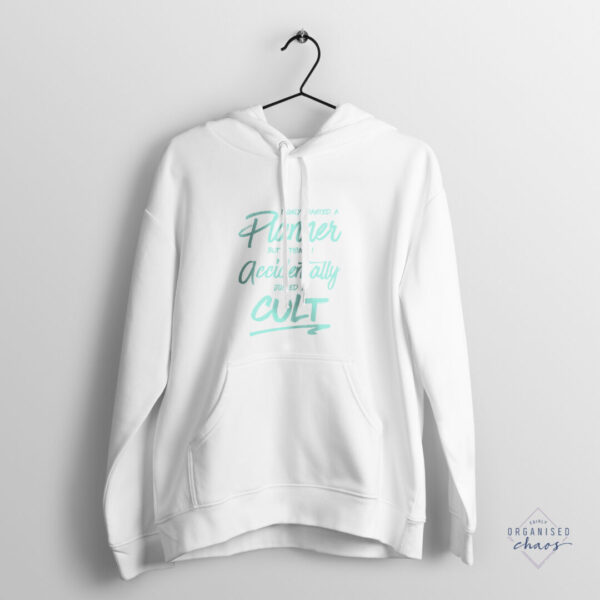 planner cult hanging hoodie white mint