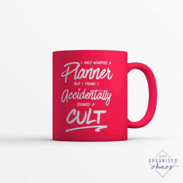 planner cult red mug