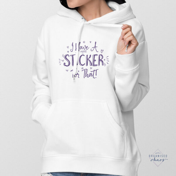 sticker hoodie white model