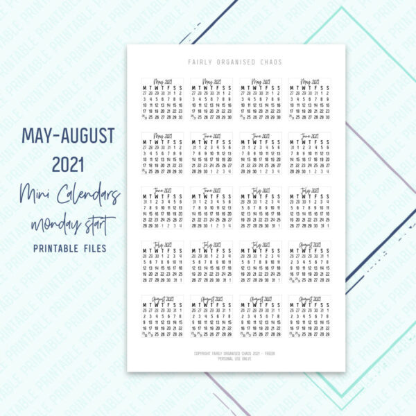may aug mini calendar