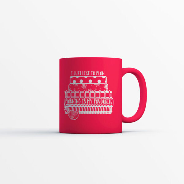 just like to plan festive red mug bold font