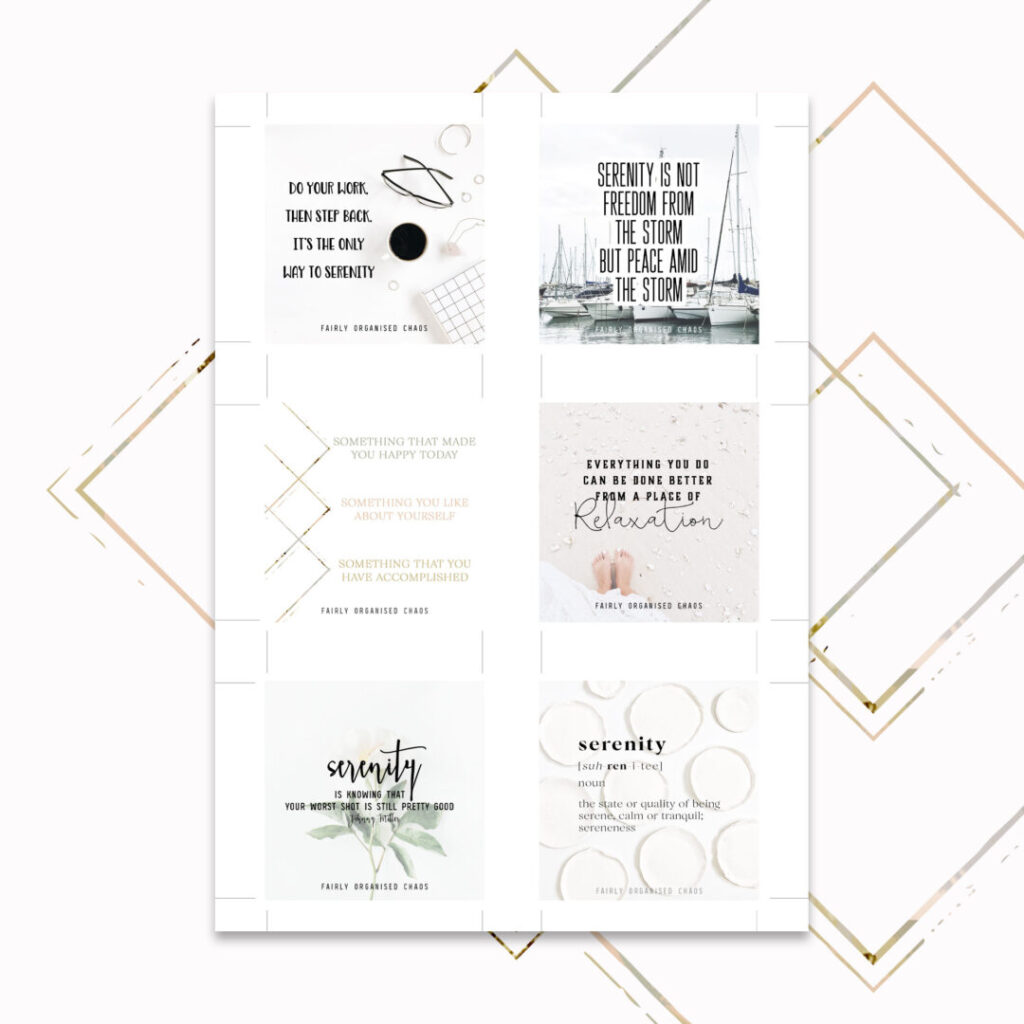 3x3 Serenity Cards Freebie | Fairly Organised Chaos