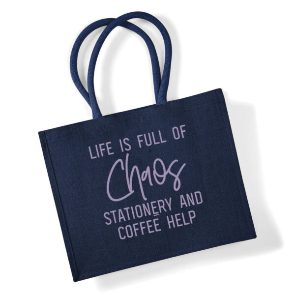 Life is Chaos Jute Bag with Lavender Print