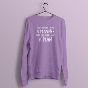 I have a planner lavender jumper with white print
