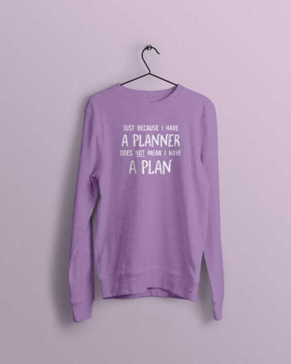 I have a planner lavender jumper with white print