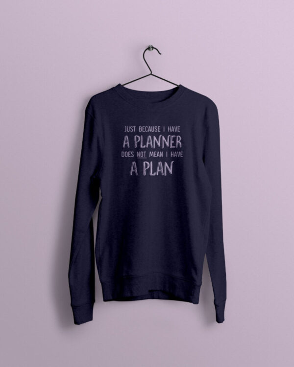 I have a planner navy jumper with lavender print