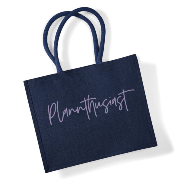 Plannthusiast Navy Jute Bag with Lavender Print