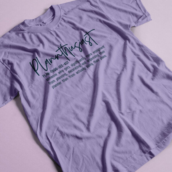 Plannthusiast Lavender T-Shirt with Navy Print