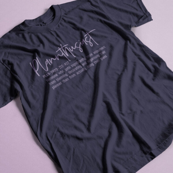 Plannthusiast Navy T-Shirt with Lavender Print