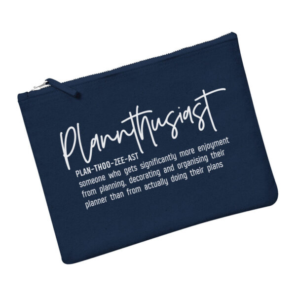 Plannthusiast Navy Pouch with White Print