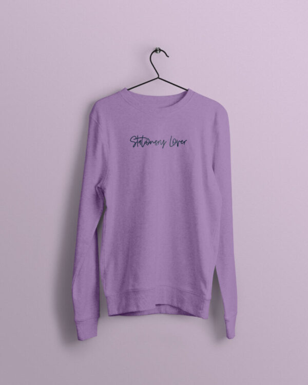 Stationery Lover Lavender Jumper with Navy Print