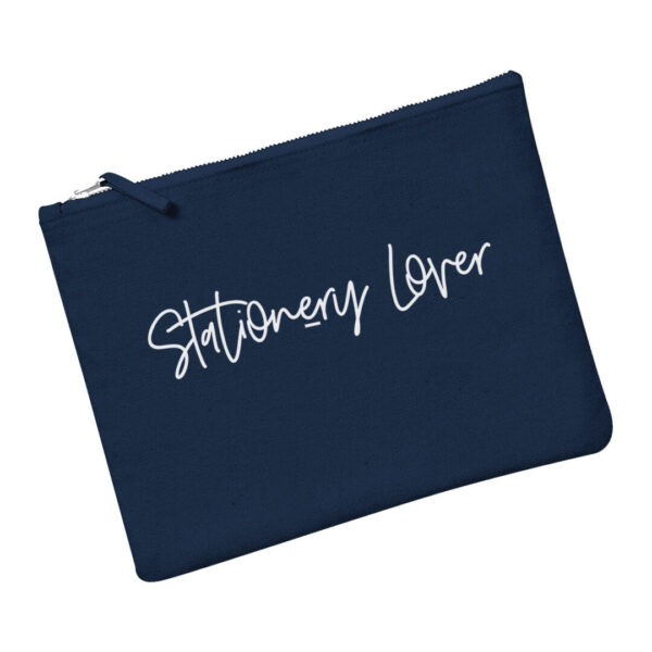 Stationery Lover Navy Pouch with White Print